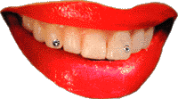 Mund mit blitzendem Zahnschmuck